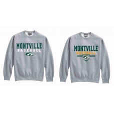 Montville Mustangs Baseball Gray Crewneck Sweatshirt